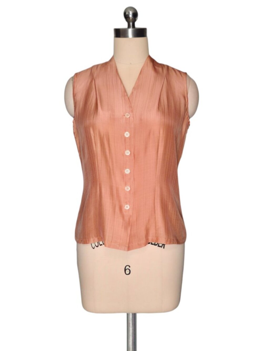 New KUNTO Orange Vintage 100% Silk Light Airy Button Up Blouse Top S
